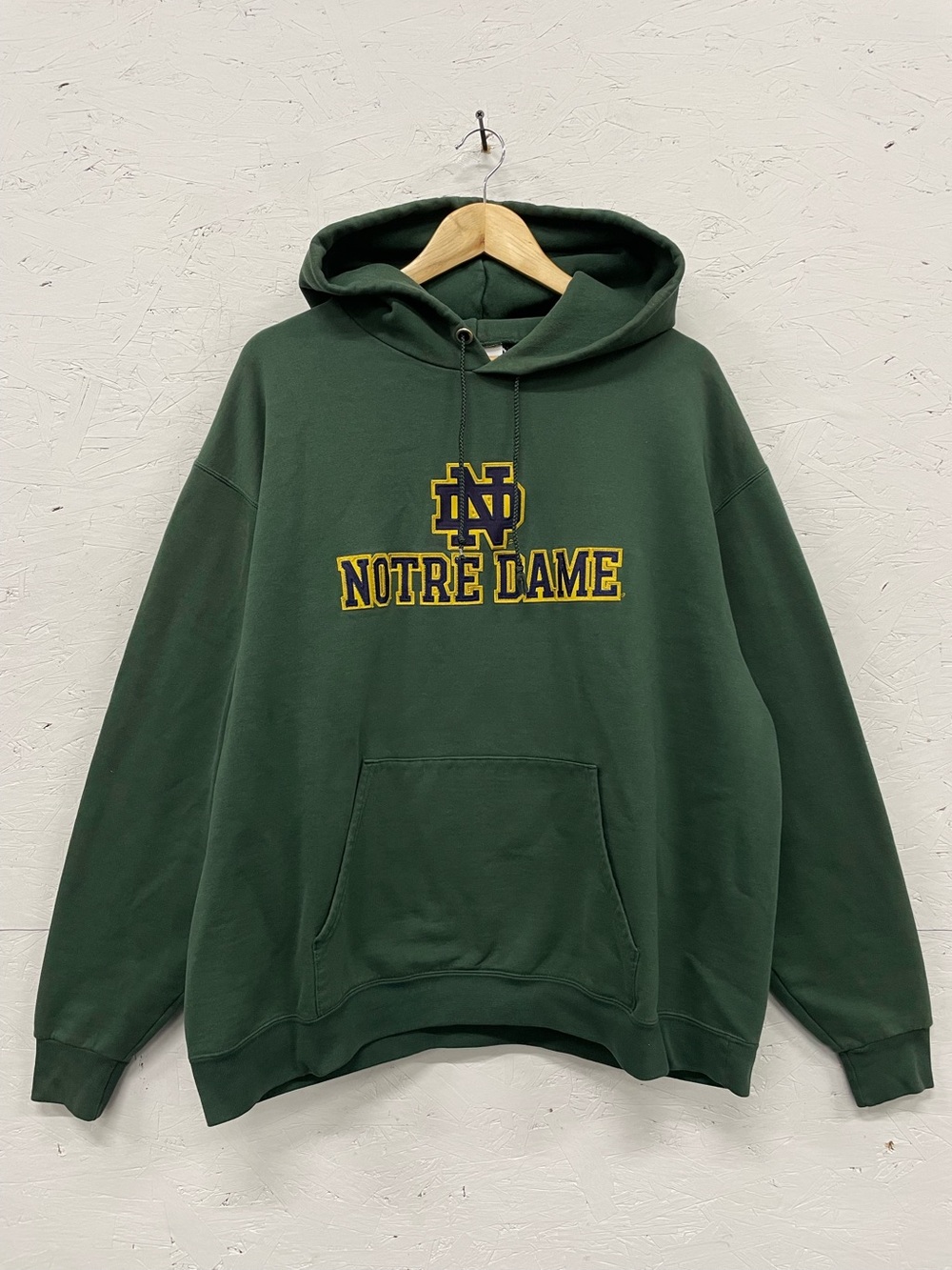 Champion Embroidered Notre Dame Hoodie, Size XL, Green, Faded